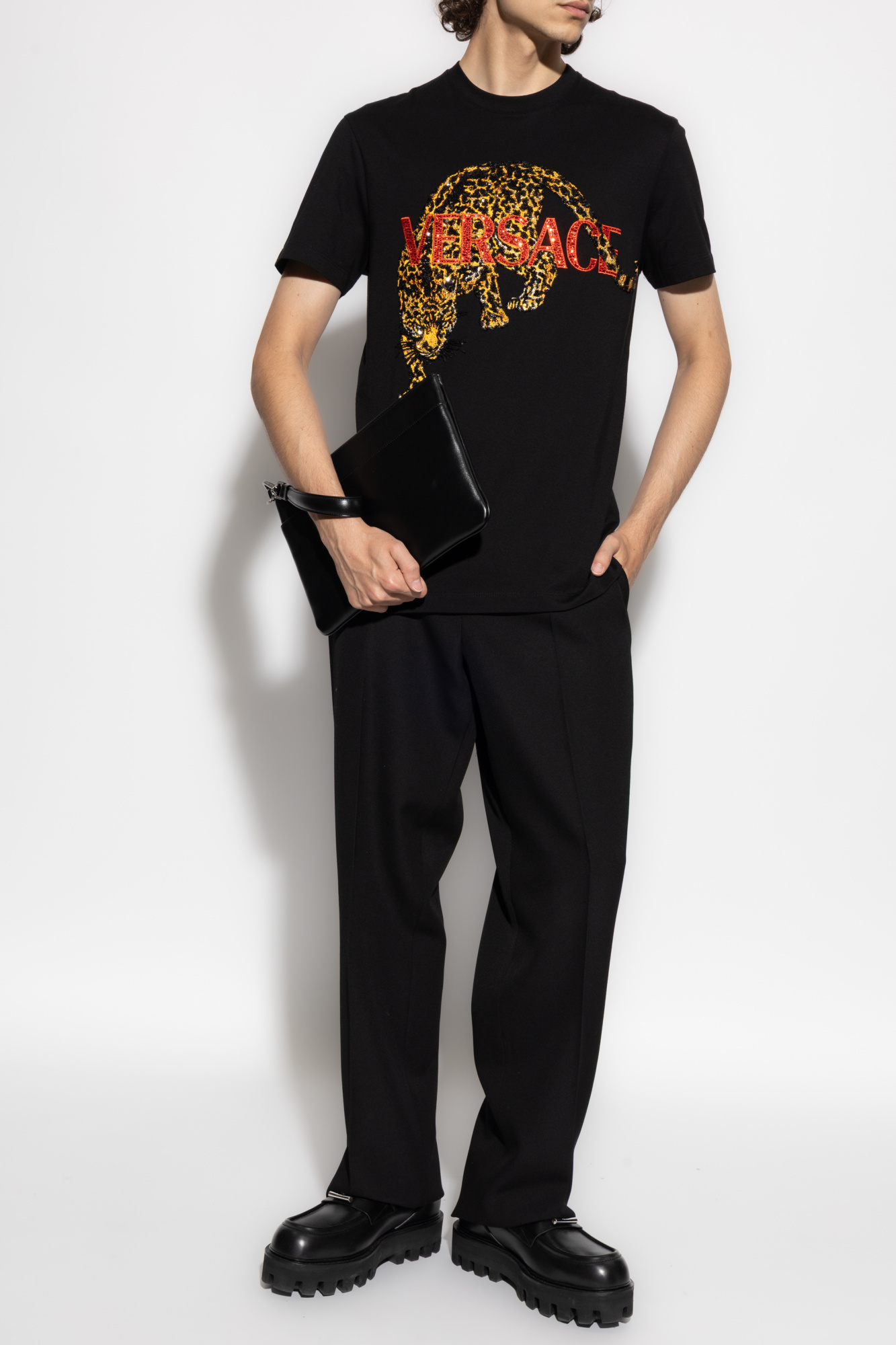 VERSACE ブラック Tシャツ　刺繍 90_1013944-